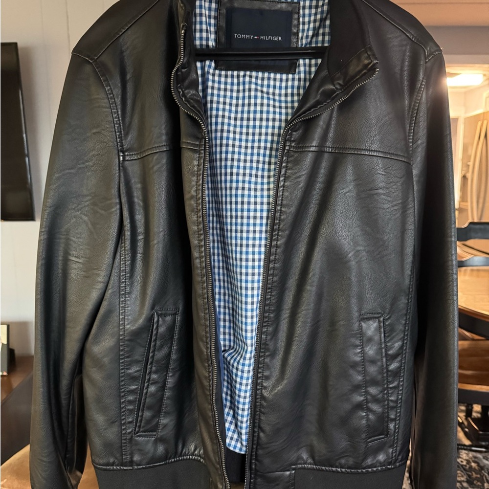 Tommy Hilfiger Black Leather Jacket for Men